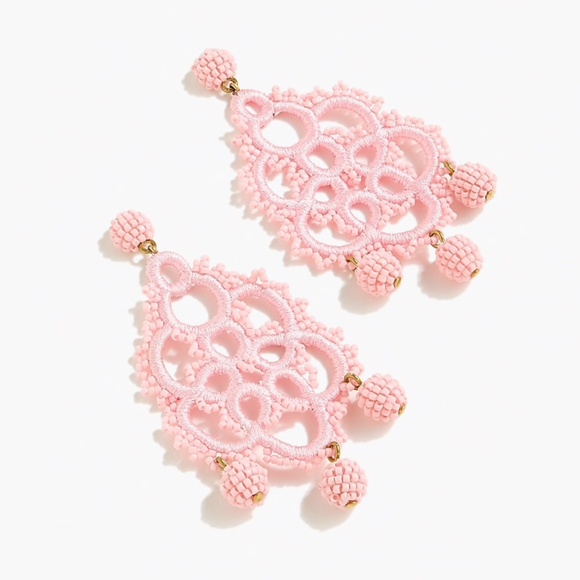 J. Crew Jewelry - New JCREW Bead and Embroidery Earrings in Pink